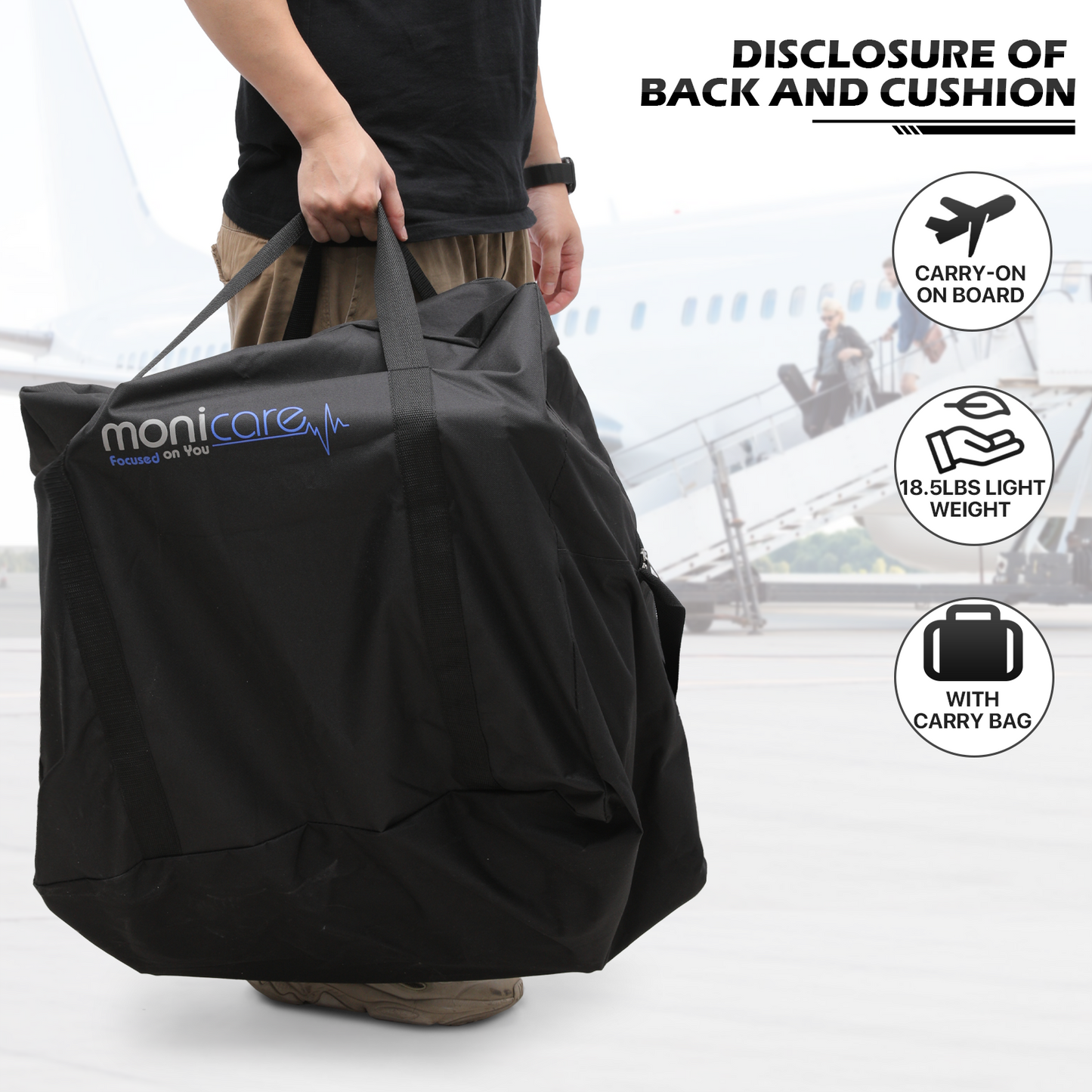 Transport Wheelchair - Black - Can Be Carry-on Plane