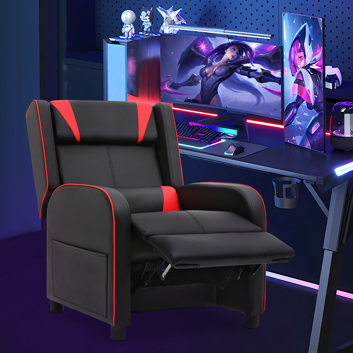 Massage Single Sofa - Reclinable Gaming Chair - PU Leather Seat