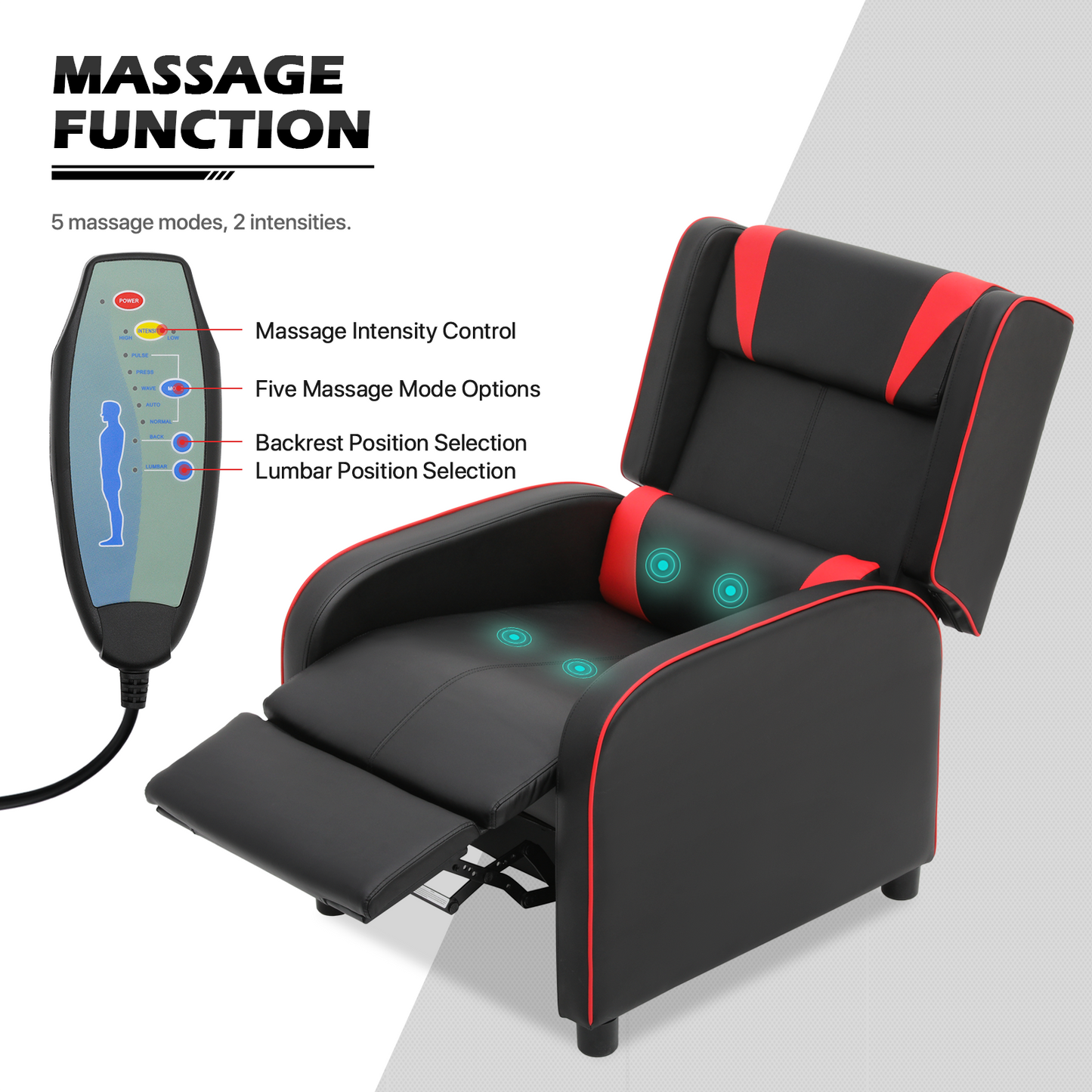 Massage Single Sofa - Reclinable Gaming Chair - PU Leather Seat
