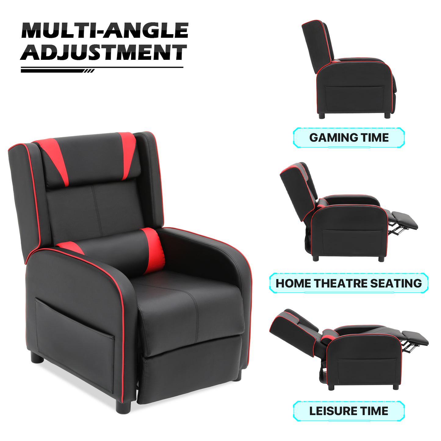 Single Sofa - Reclinable Gaming Chair - PU Leather Seat