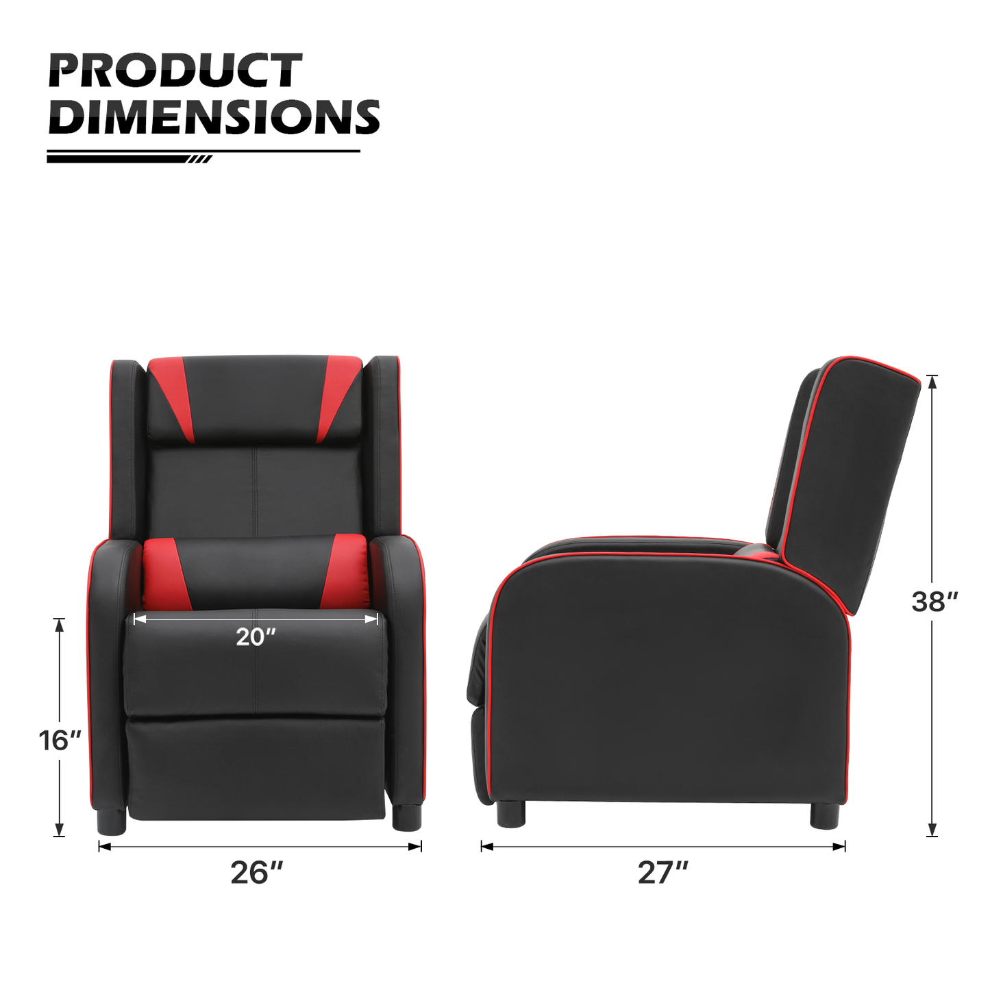 Single Sofa - Reclinable Gaming Chair - PU Leather Seat