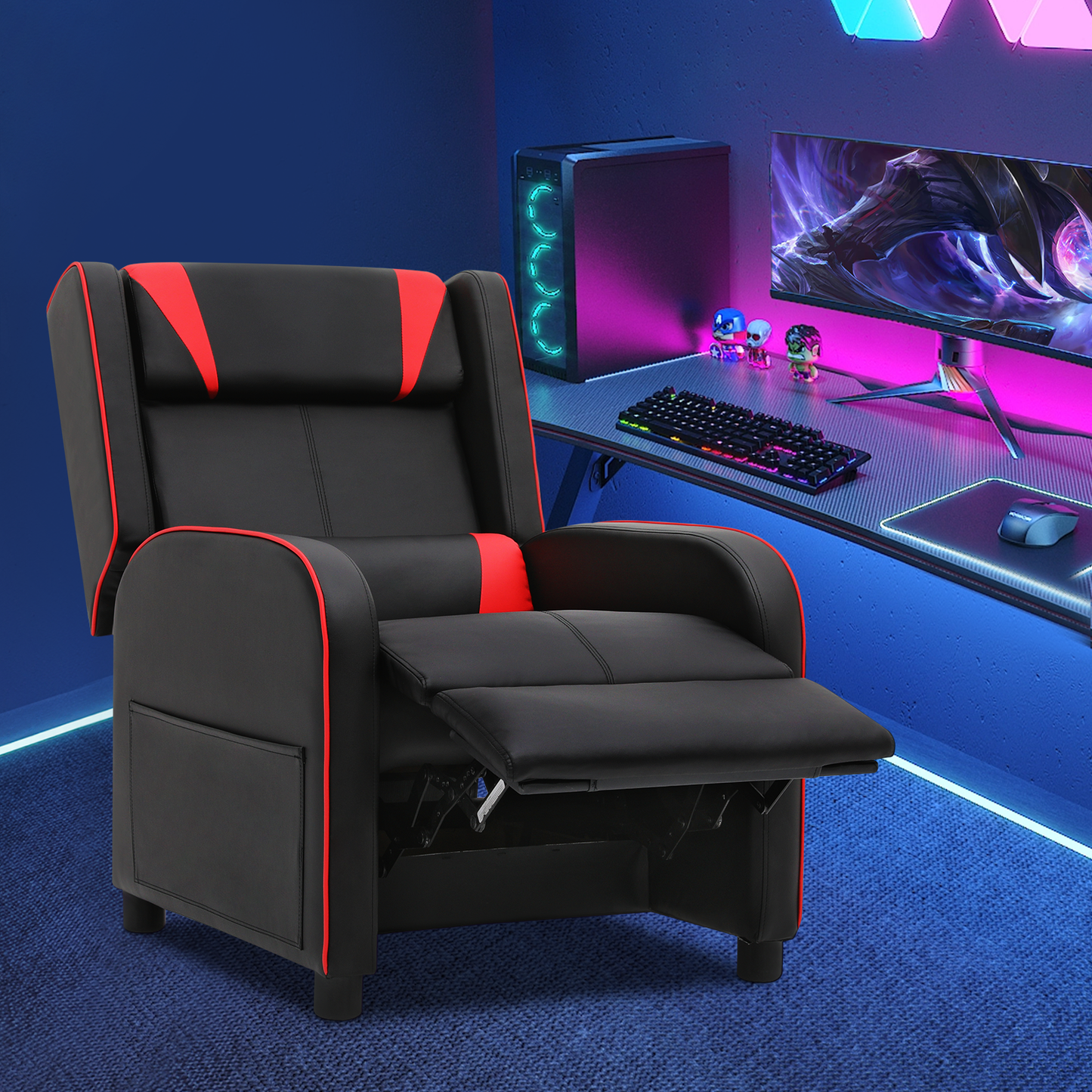 Single Sofa - Reclinable Gaming Chair - PU Leather Seat