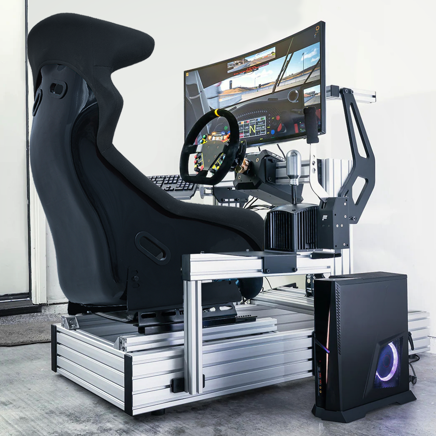 PU leather Gaming Bucket Seat - Black - For Racing Simulator
