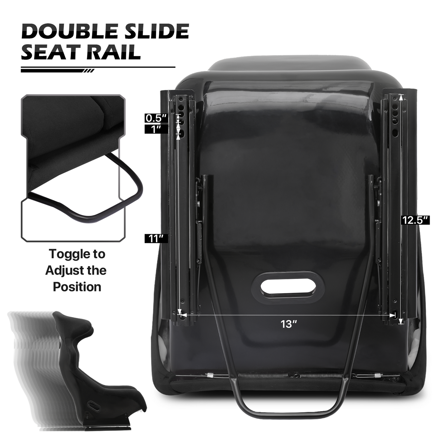 PU leather Gaming Bucket Seat - Black - For Racing Simulator