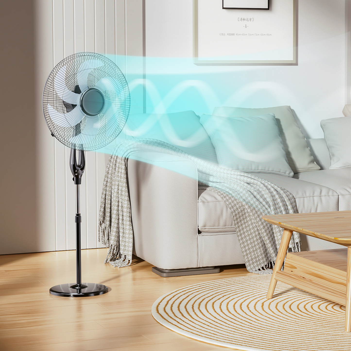 Tilting Stand fan 3 Speed - Adjustable 43" to 53" Height