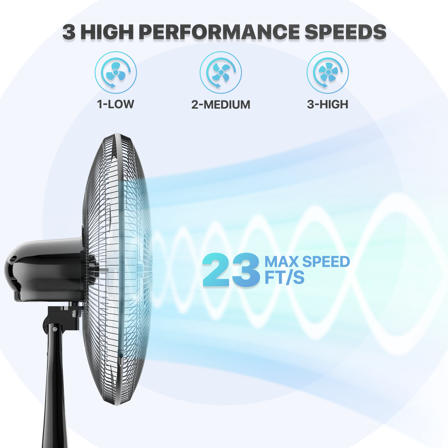 Tilting Stand fan 3 Speed - Adjustable 43" to 53" Height