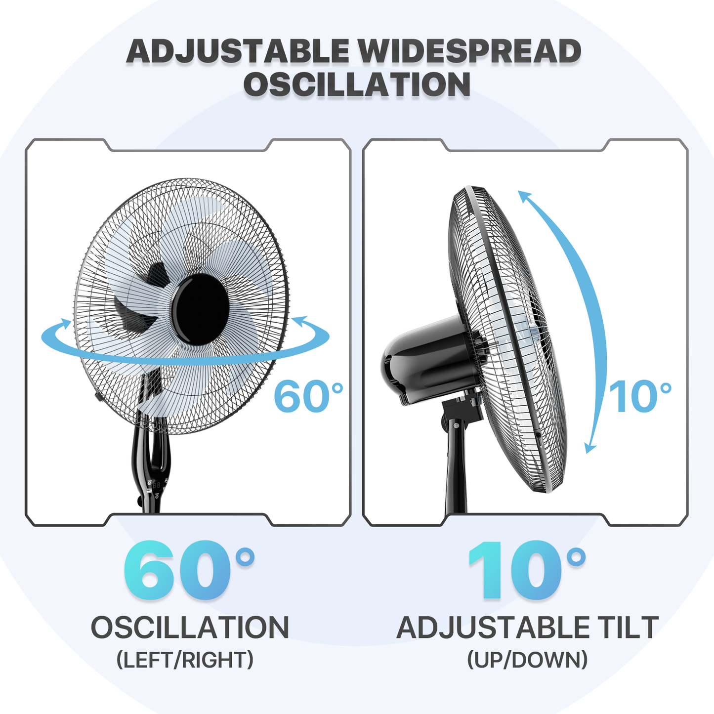 Tilting Stand fan 3 Speed - Adjustable 43" to 53" Height
