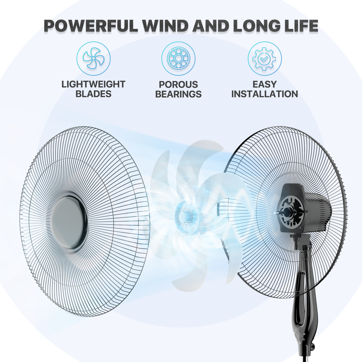Tilting Stand fan 3 Speed - Adjustable 43" to 53" Height