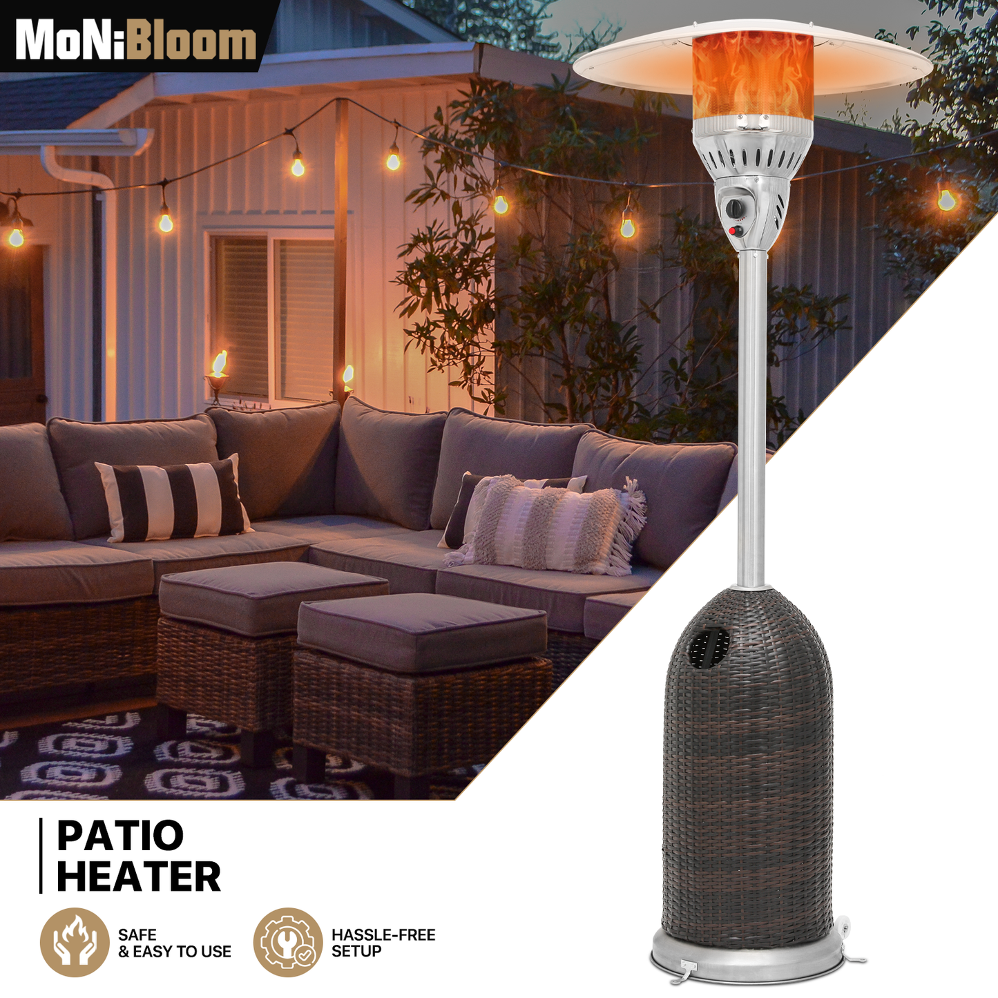 41,000 BTU Propane Patio Heater - 84 Inch Height - w/Wheels