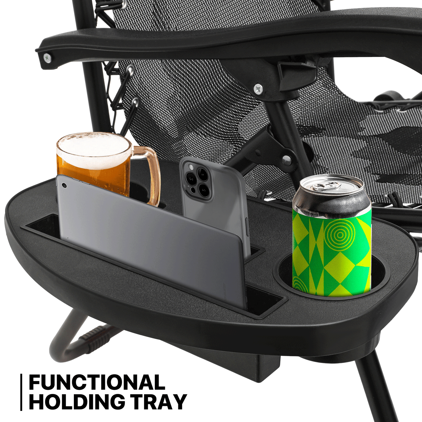 2 Pieces Adjustable Lounge Chair - 29" Seat Width - w/ Canopy & Tray & Headrest