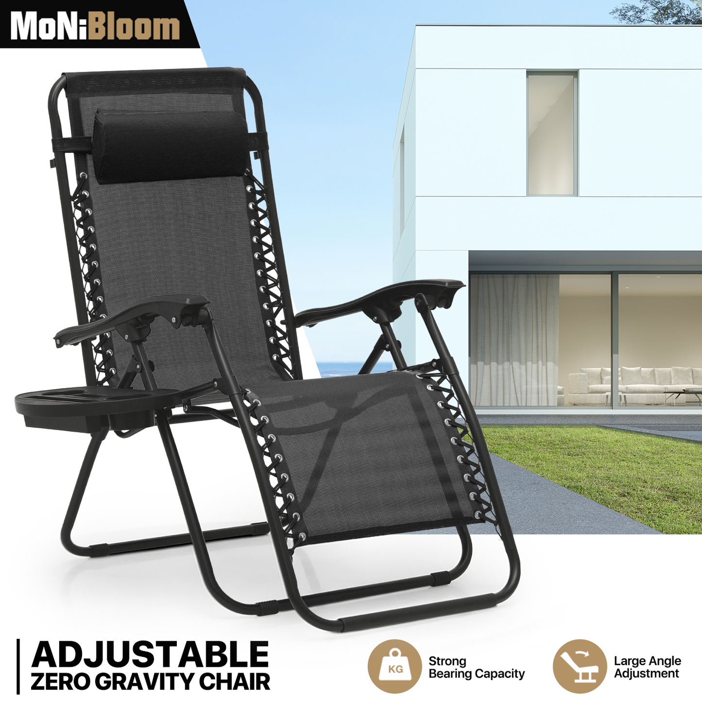 Lounge Chair - 25" Seat Width - Adjustable Back Rest 95°-140° - w/ Tray & Headrest