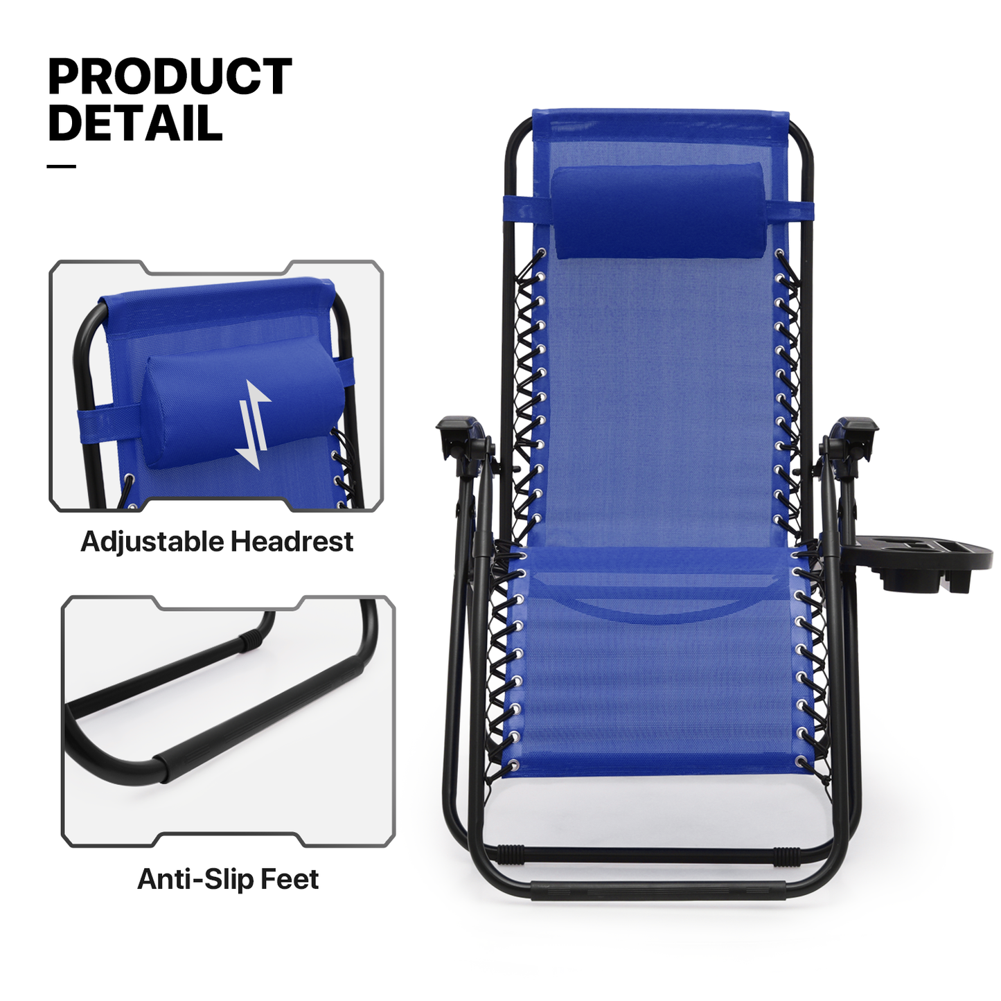 Lounge Chair - 25" Seat Width - Adjustable Back Rest 95°-140° - w/ Tray & Headrest