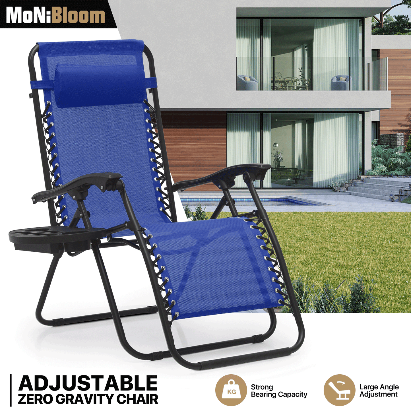 Lounge Chair - 25" Seat Width - Adjustable Back Rest 95°-140° - w/ Tray & Headrest