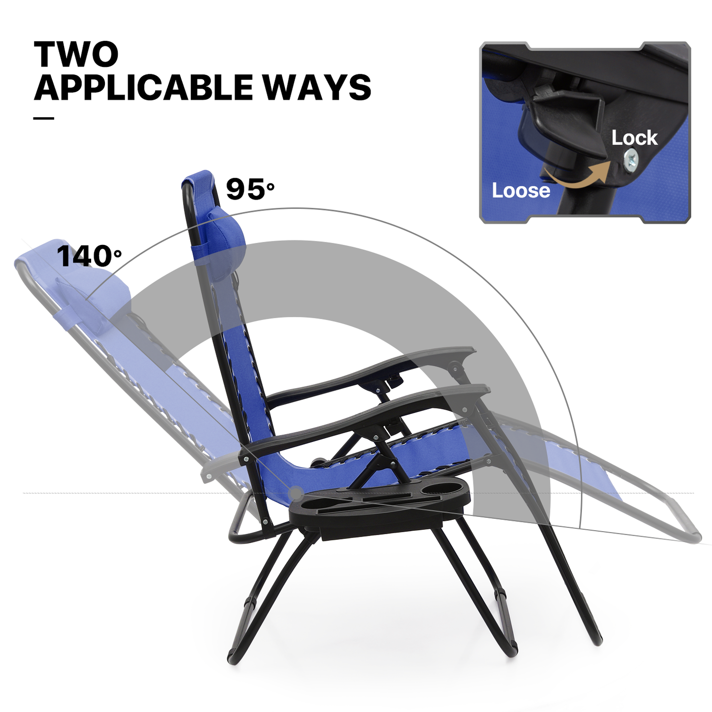 Lounge Chair - 25" Seat Width - Adjustable Back Rest 95°-140° - w/ Tray & Headrest
