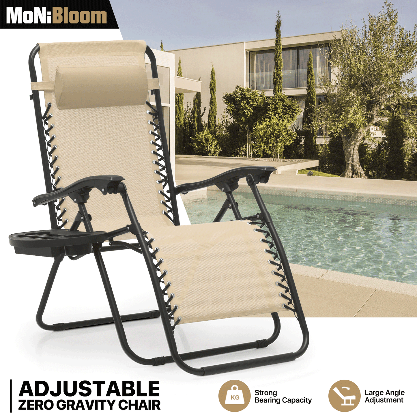 Lounge Chair - 25" Seat Width - Adjustable Back Rest 95°-140° - w/ Tray & Headrest