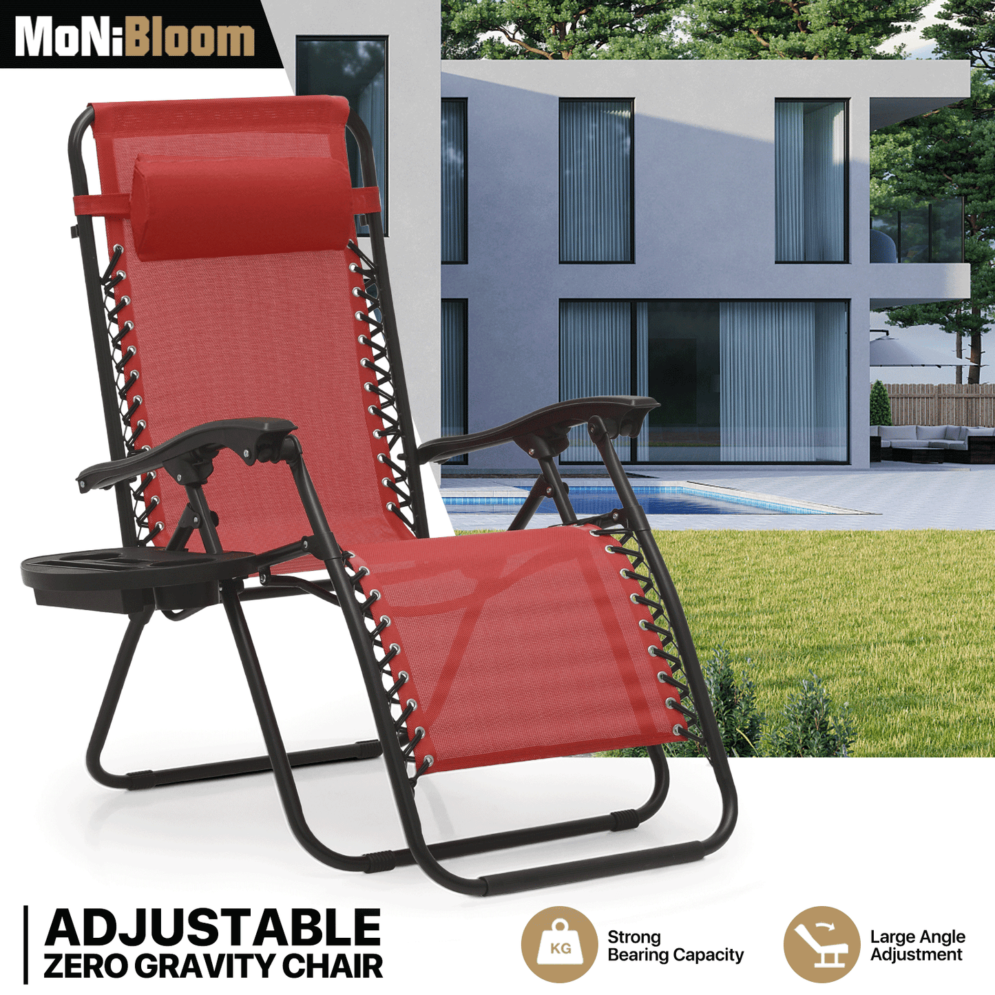 Lounge Chair - 25" Seat Width - Adjustable Back Rest 95°-140° - w/ Tray & Headrest