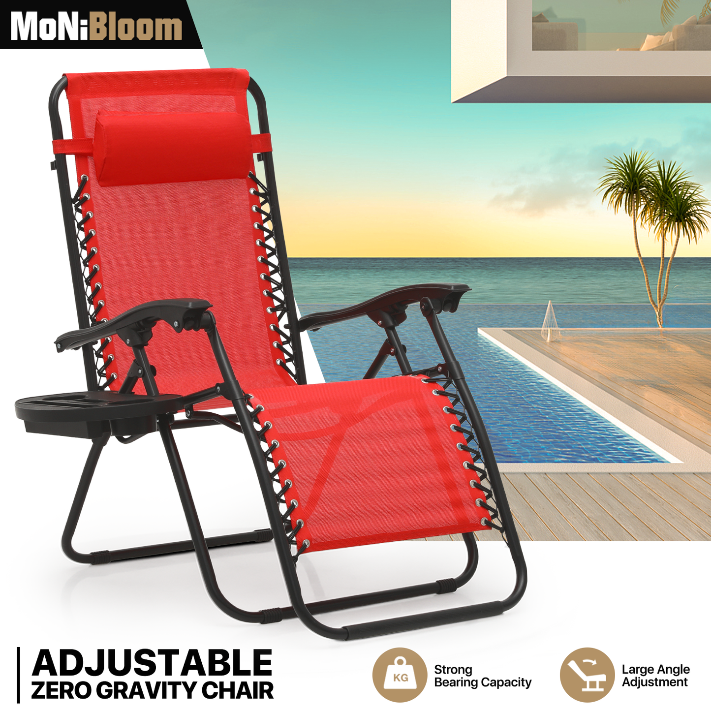 Lounge Chair - 25" Seat Width - Adjustable Back Rest 95°-140° - w/ Tray & Headrest