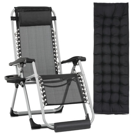 Adjustable Back Lounge Chair - w/Removable Pad+Headrest+Foot Pad