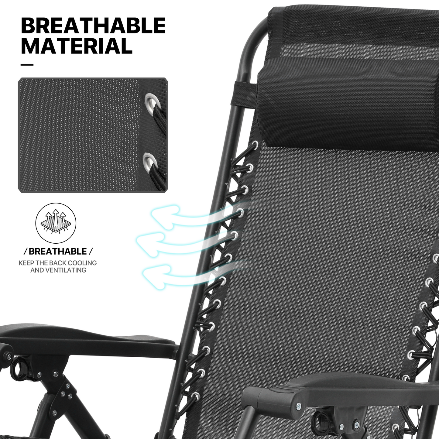2 Pieces Rocking Lounge Chair - 29'' Seat Width - w/ Headrest & Foot Pads