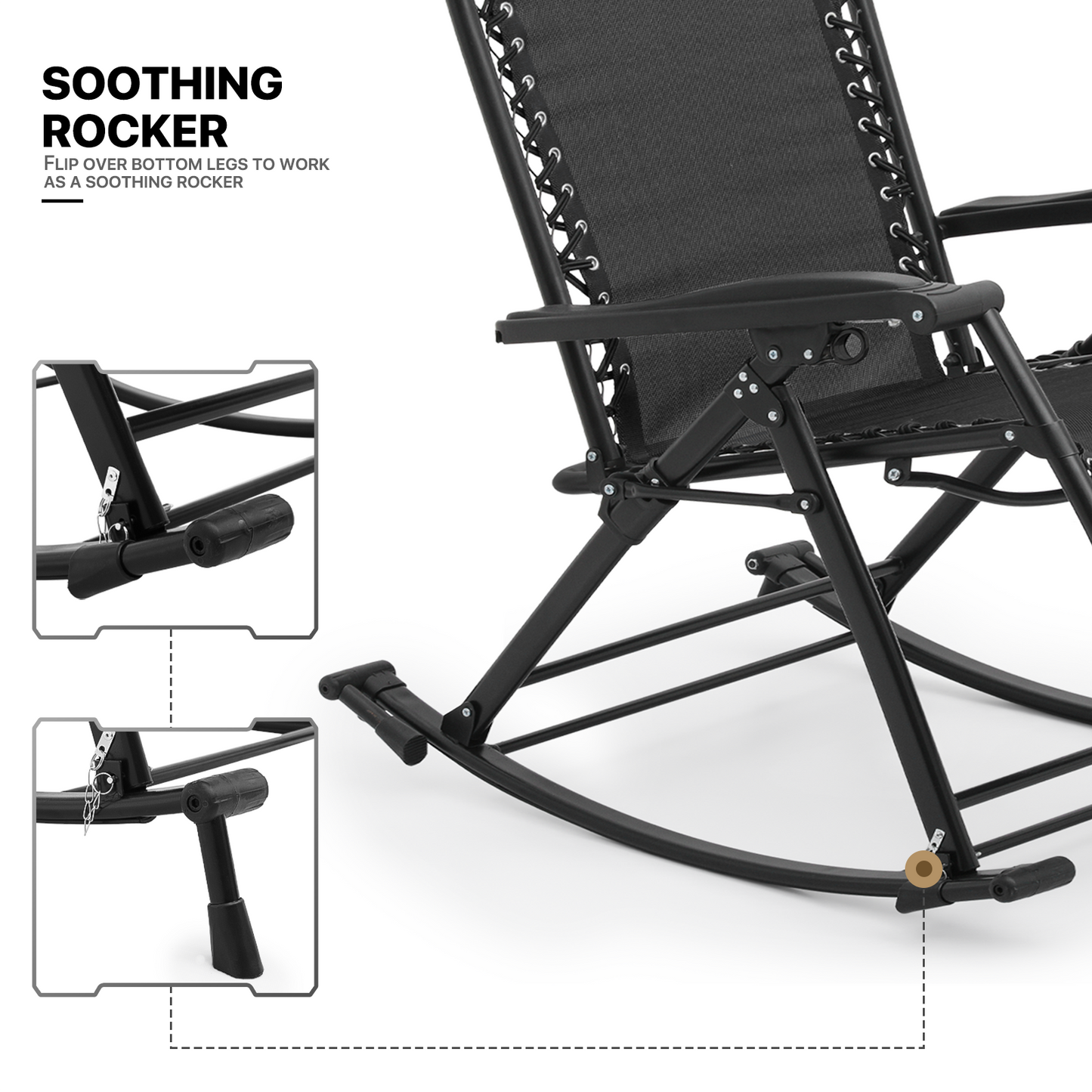2 Pieces Rocking Lounge Chair - 29'' Seat Width - w/ Headrest & Foot Pads