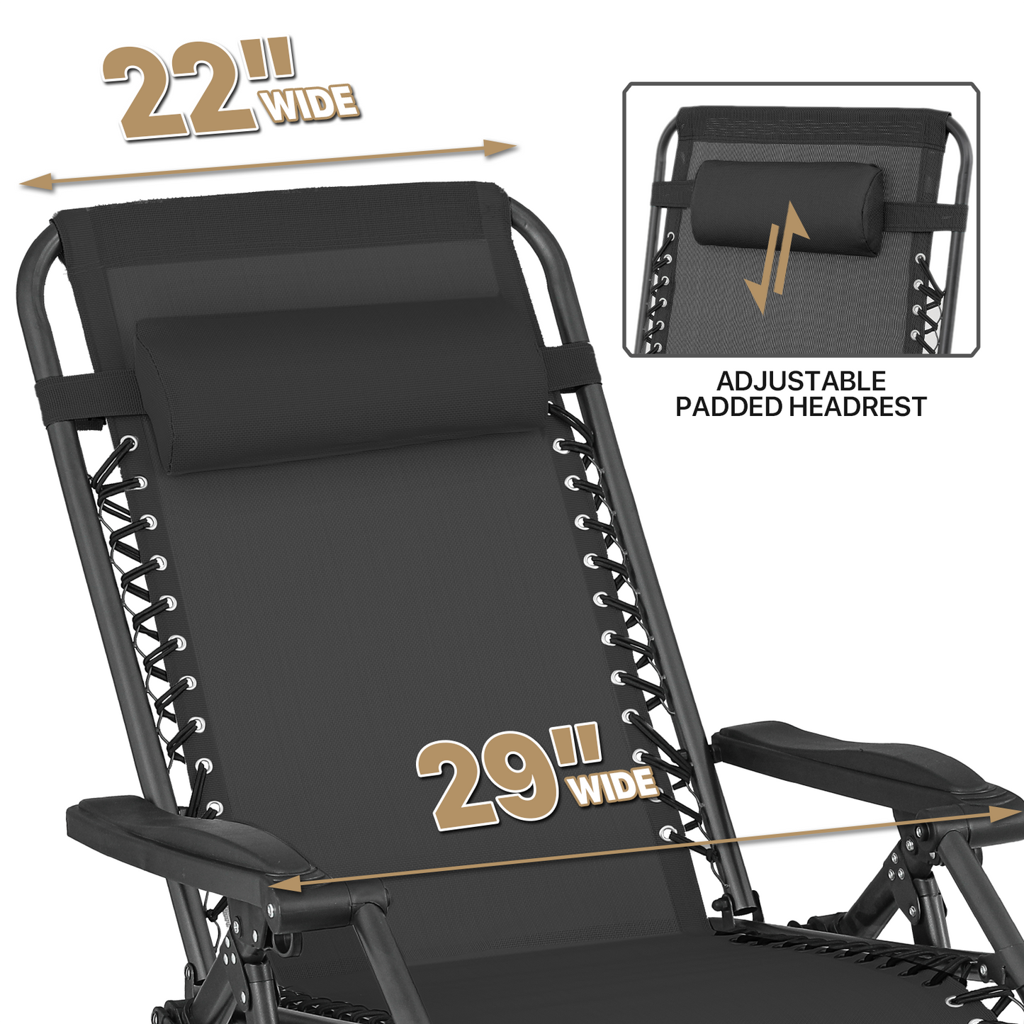 2 Pieces Rocking Lounge Chair - 29'' Seat Width - w/ Headrest & Foot Pads