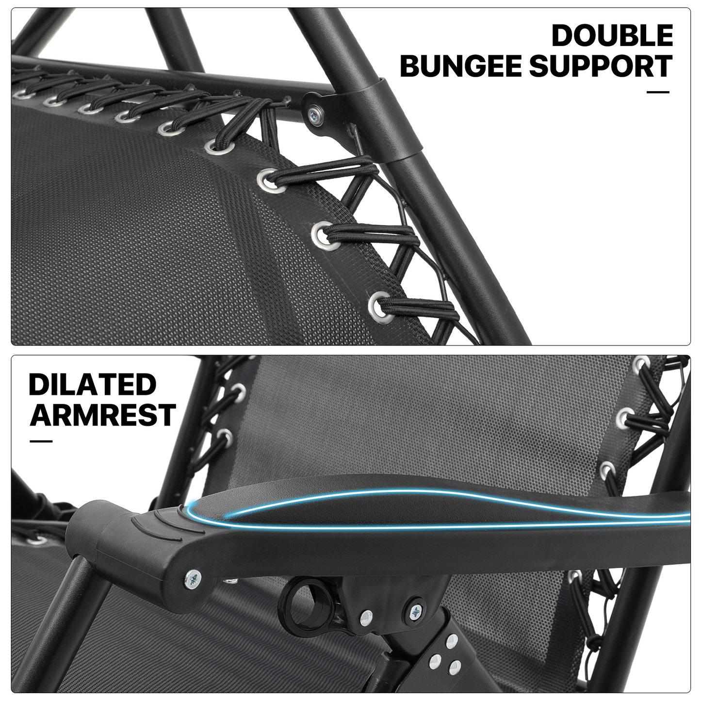 2 Pieces Rocking Lounge Chair - 27.5'' Seat Width - w/ Headrest & Foot Pads