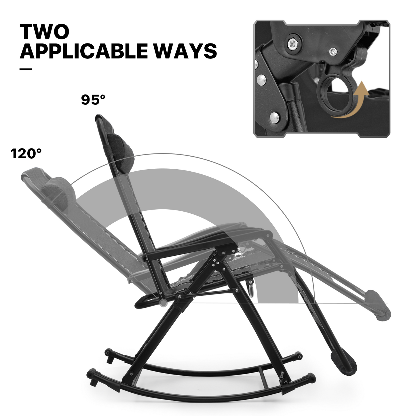 2 Pieces Rocking Lounge Chair - 27.5'' Seat Width - w/ Headrest & Foot Pads