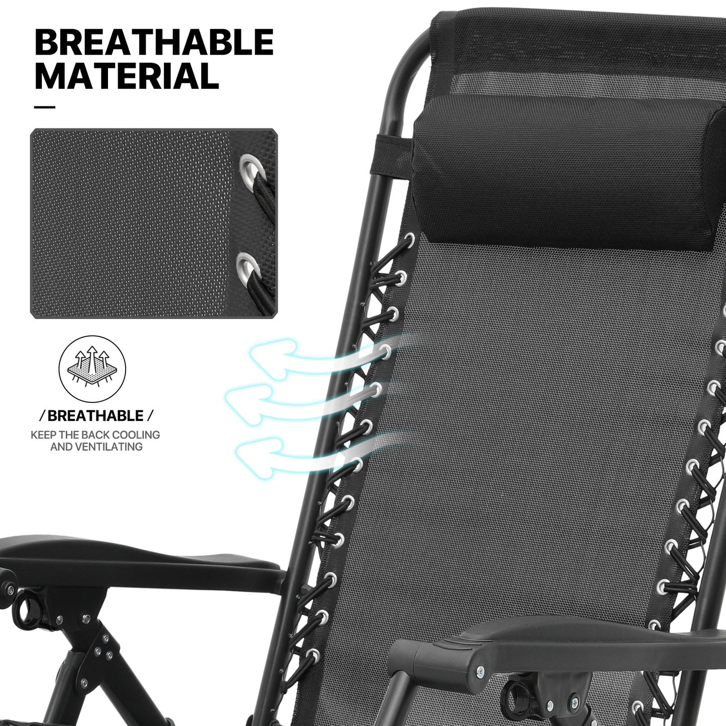2 Pieces Rocking Lounge Chair - 27.5'' Seat Width - w/ Headrest & Foot Pads