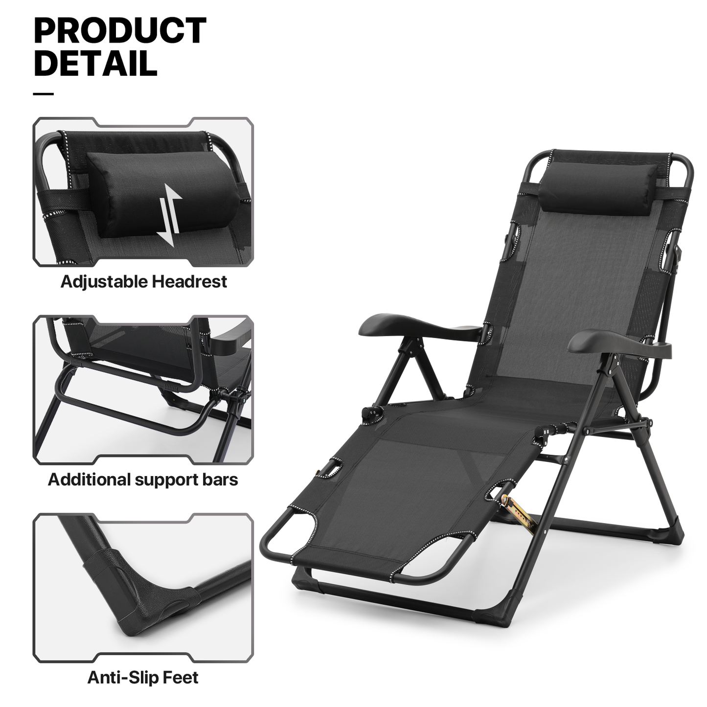 2 Pack Folding 3 in 1 Lounge Chair