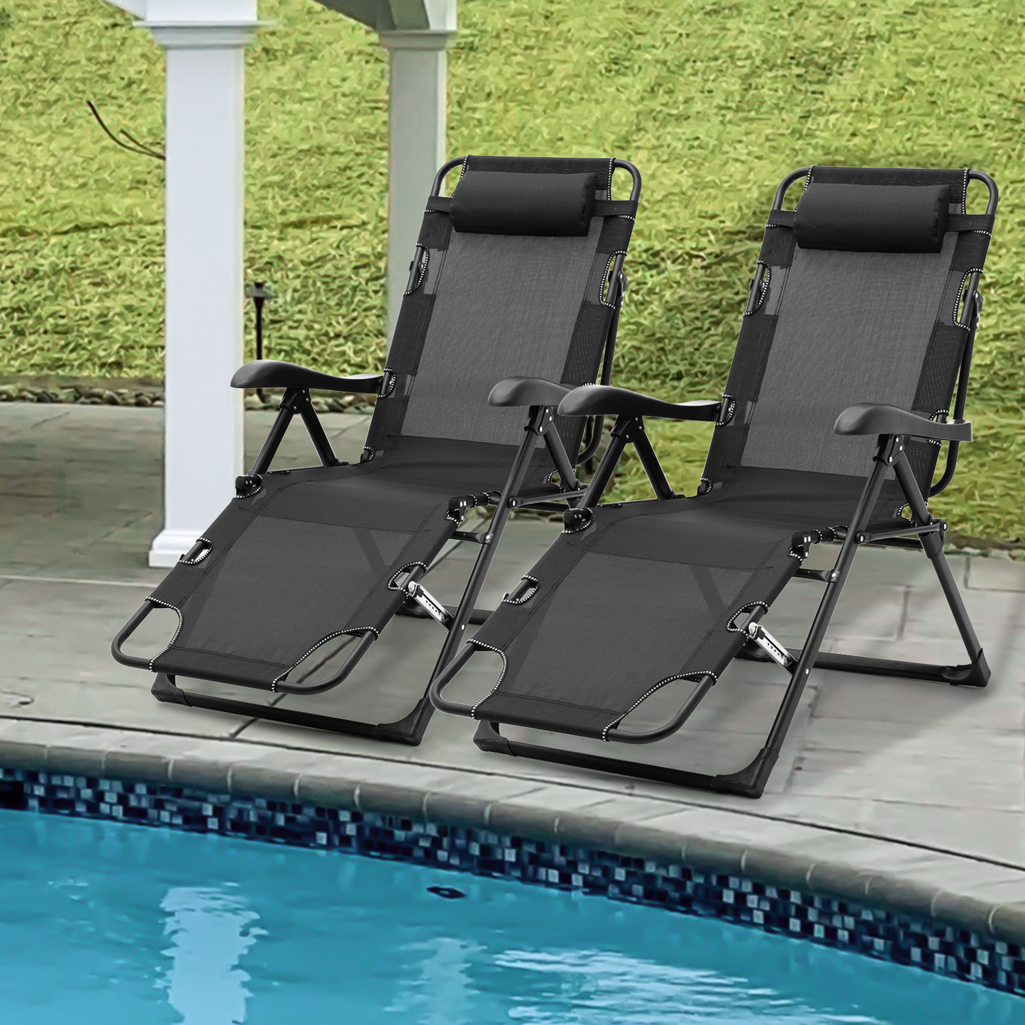 2 Pack Folding 3 in 1 Lounge Chair