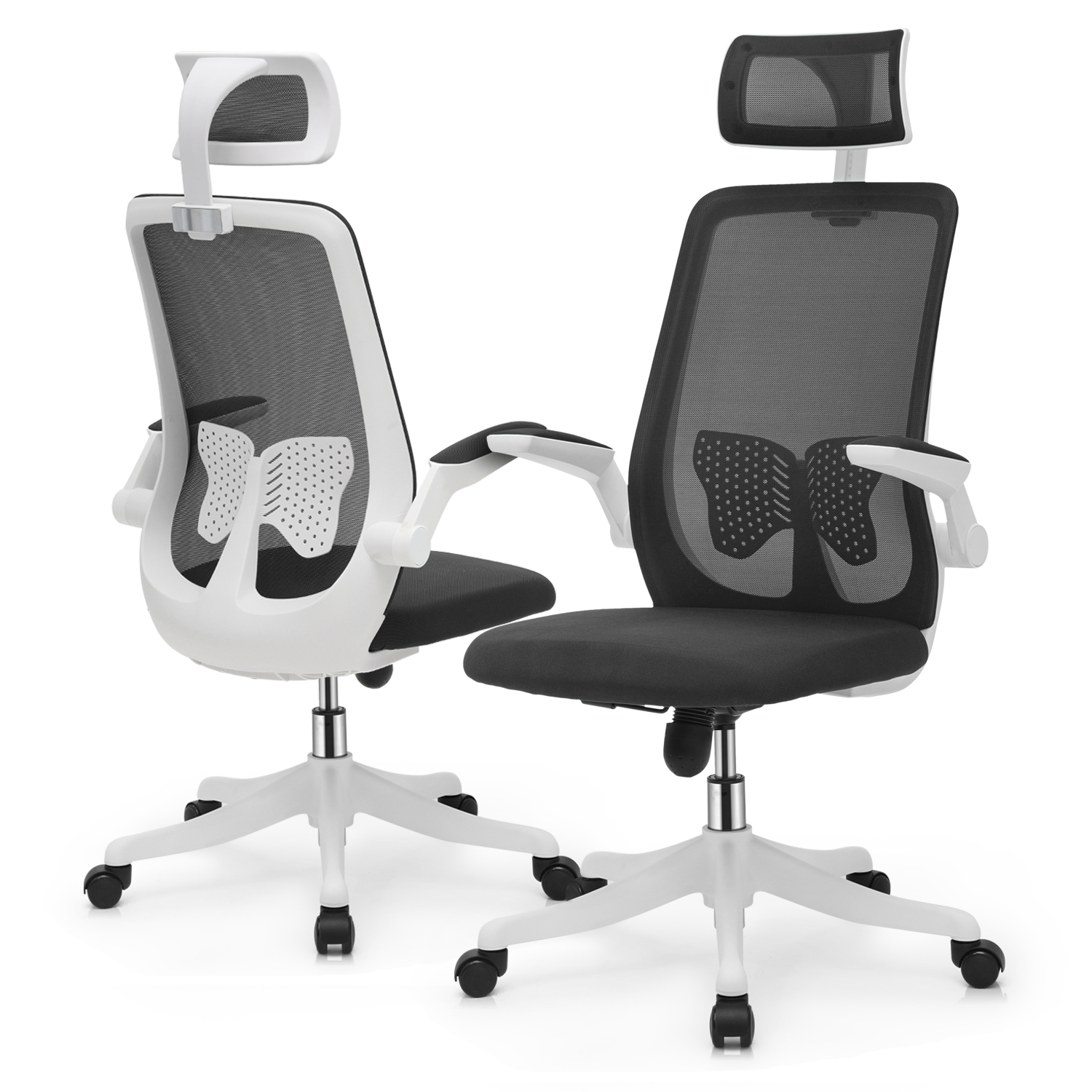 MoNiBloom Ergonomic Office Task Chair, Adjustable High Back Swivel Computer  Desk Chair with Backrest & Armrest for Office, Grey