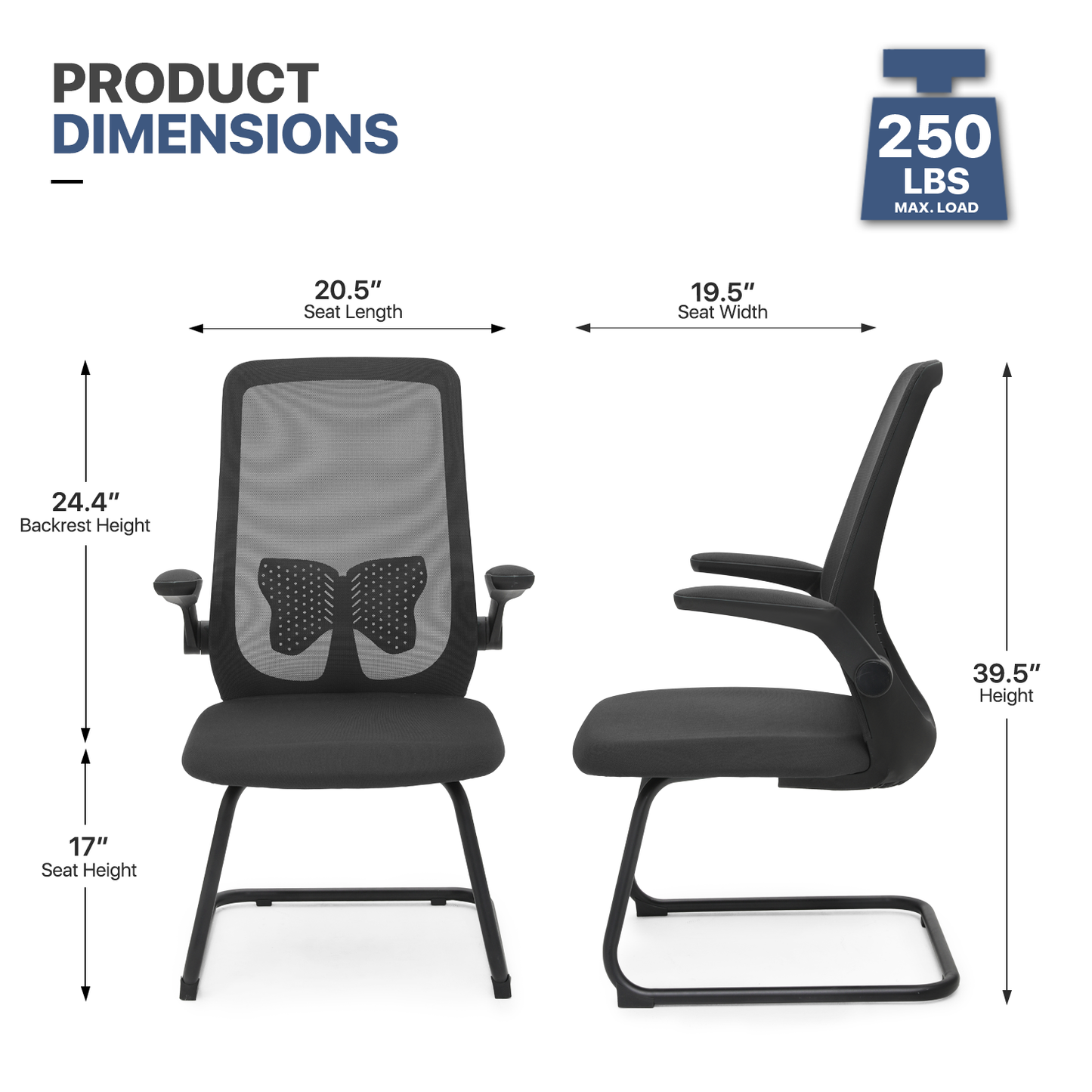 Set of 2 Mesh Slad Base Guest Chair