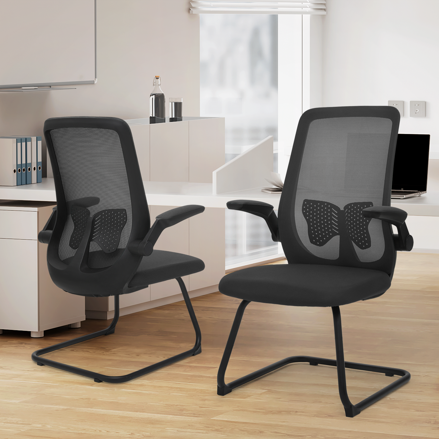 Set of 2 Mesh Slad Base Guest Chair