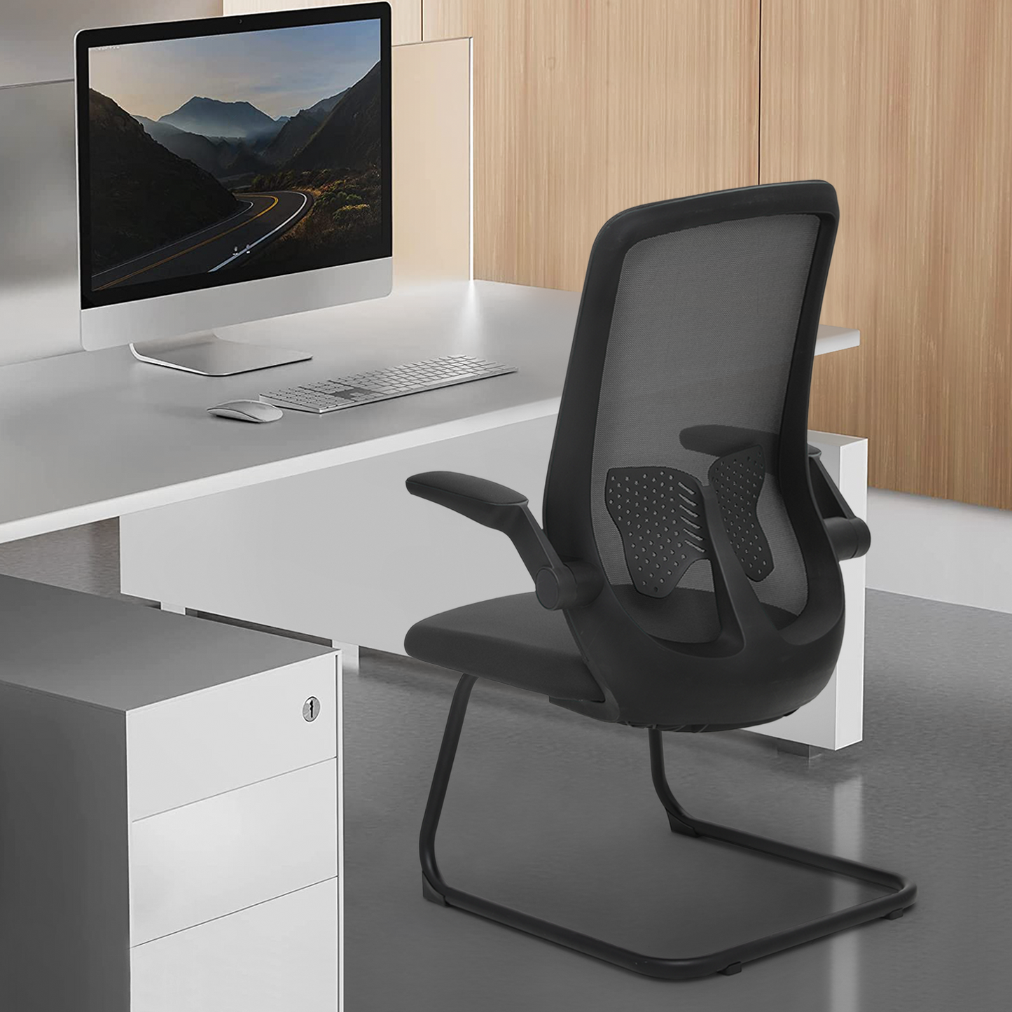 Set of 2 Mesh Slad Base Guest Chair