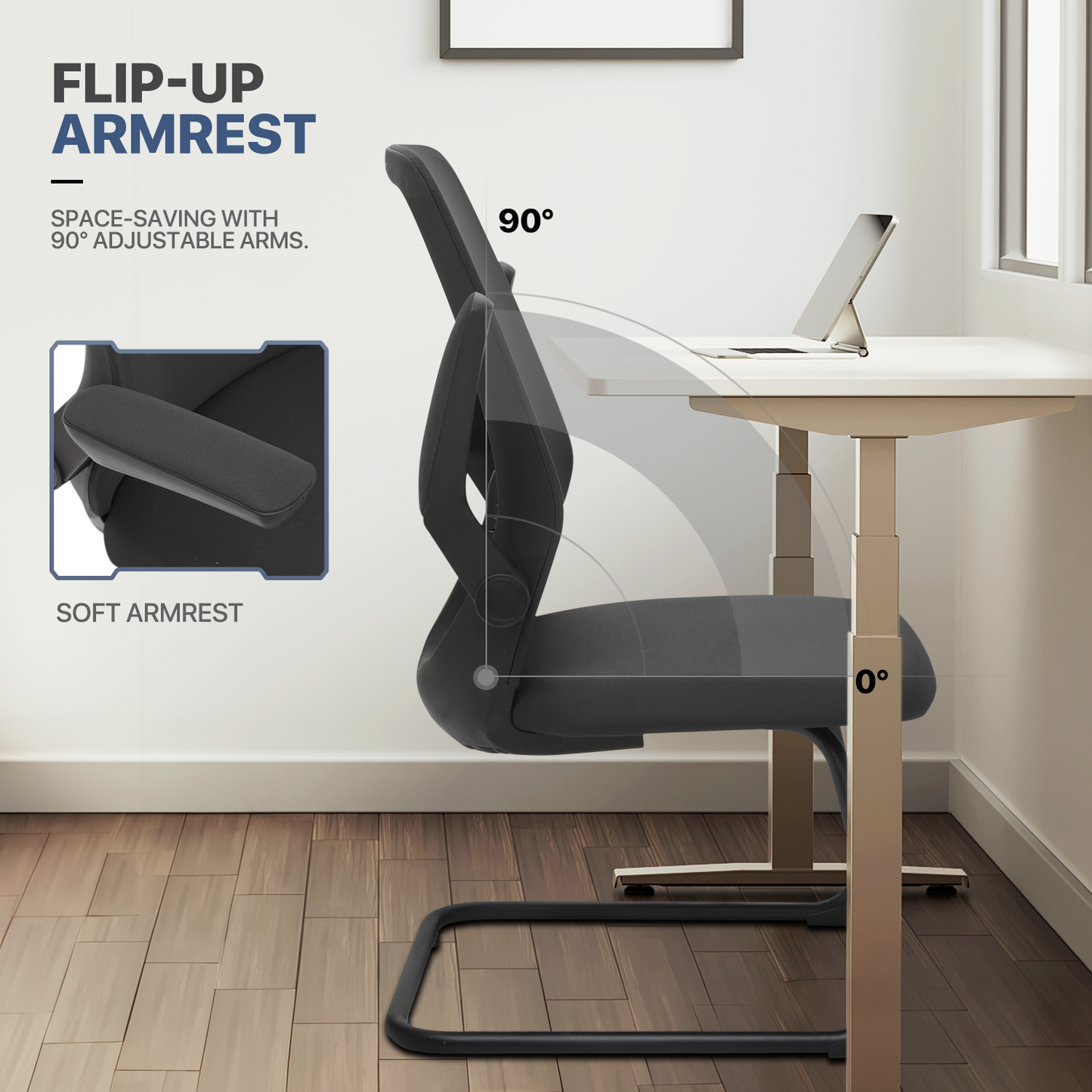 Set of 2 Mesh Slad Base Guest Chair