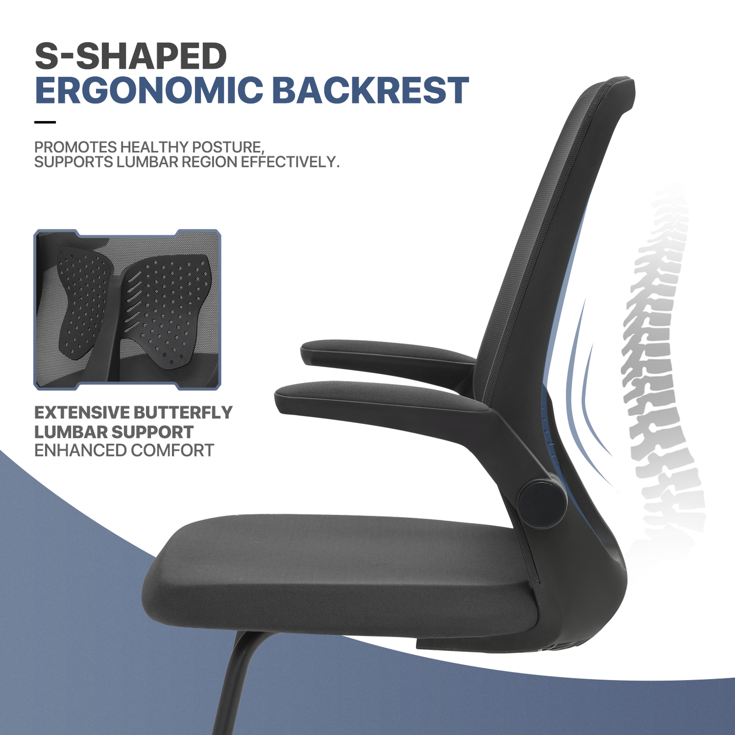 Set of 2 Mesh Slad Base Guest Chair