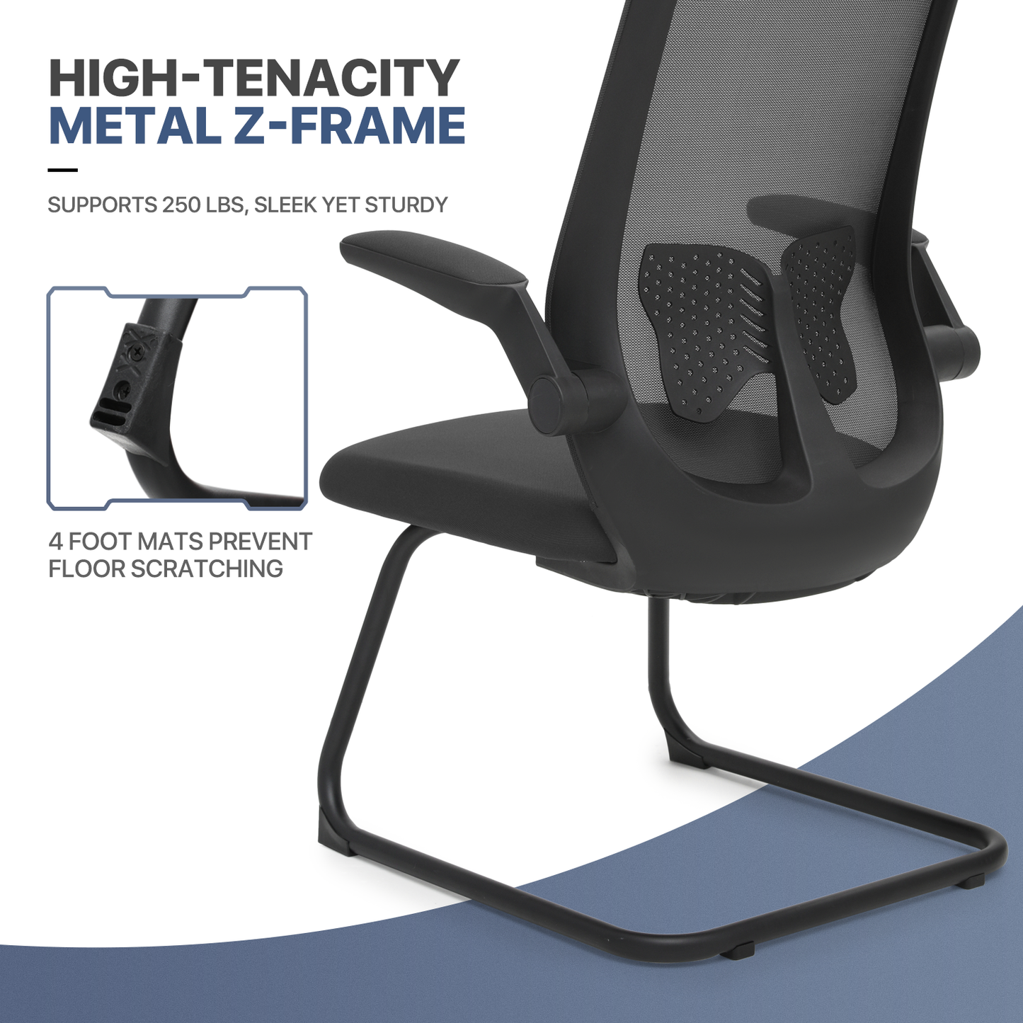 Set of 2 Mesh Slad Base Guest Chair