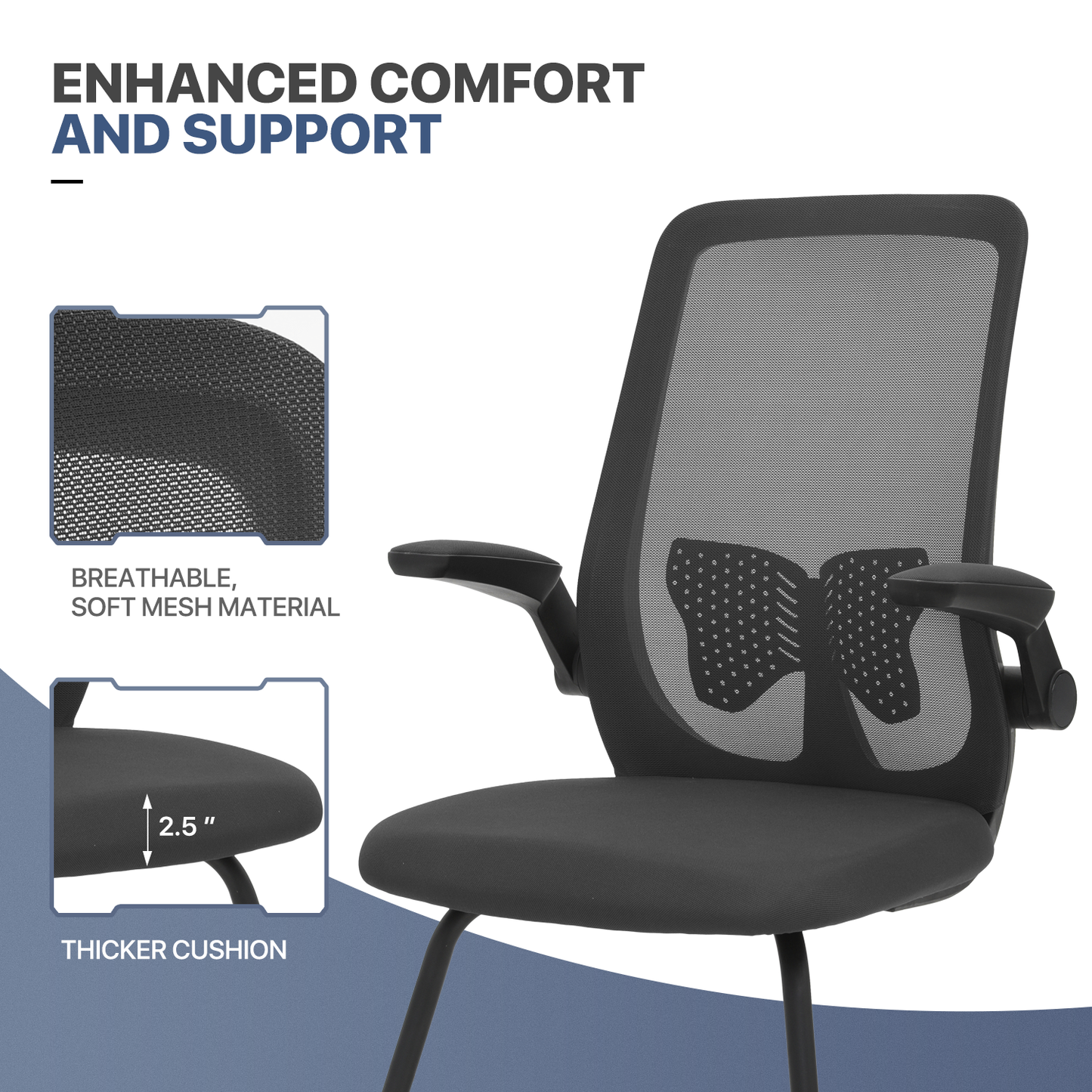 Set of 2 Mesh Slad Base Guest Chair