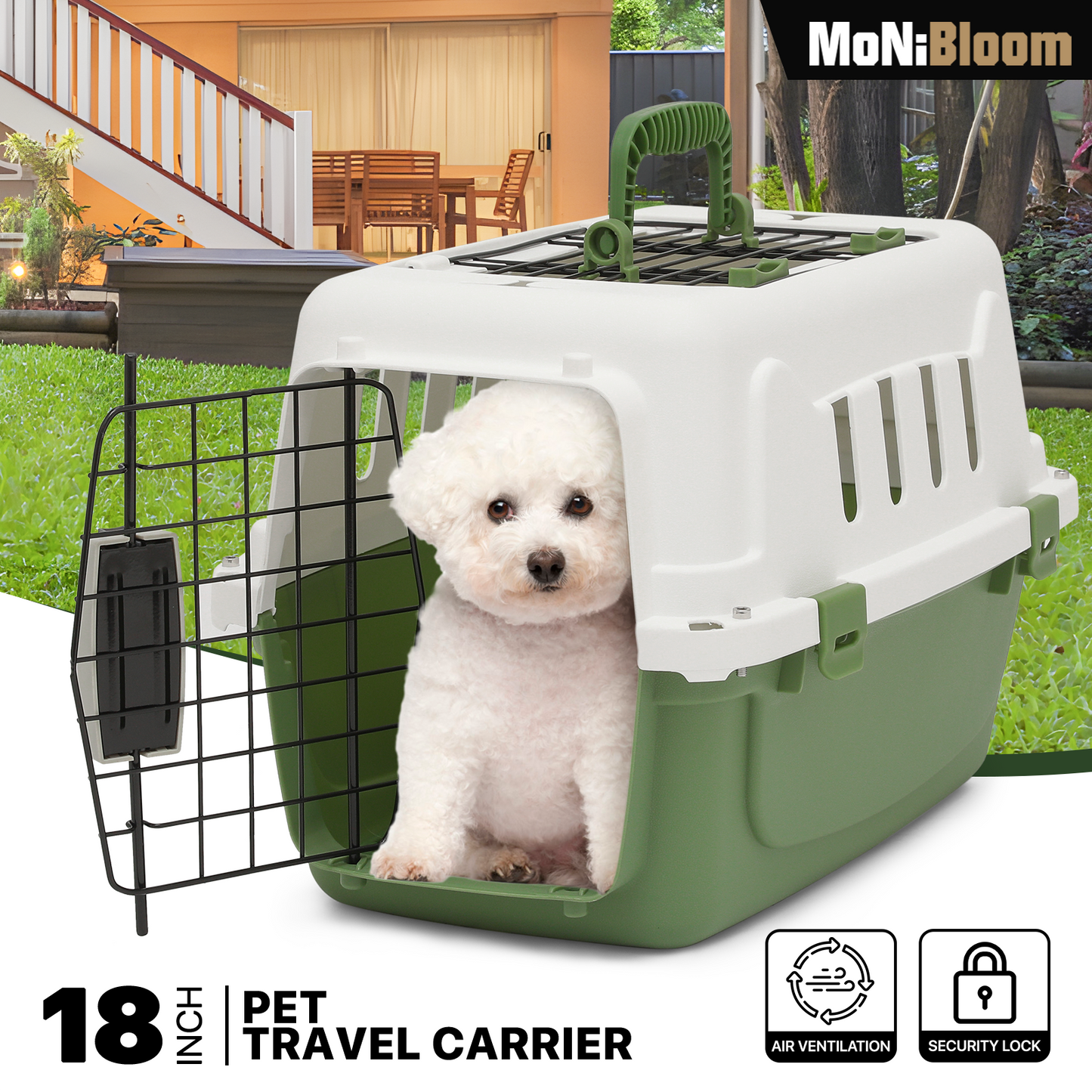 18 Inch Pet Plastic Travel Carrier - Up to 10 lbs