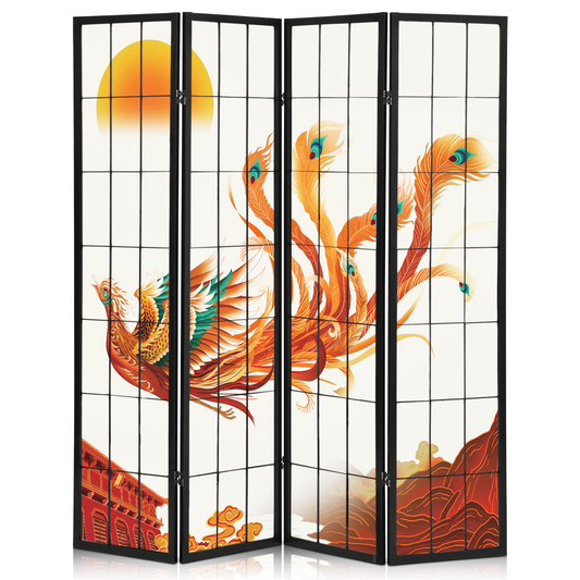 Foldable Room Divider - Phoenix Pattern - 4 Panel