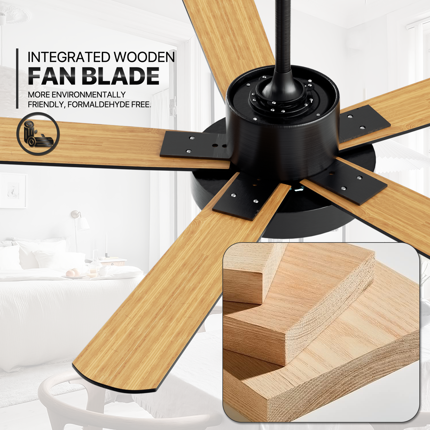 52" LED Ceiling Fan - 5 Blades - 3 Color Changing - 6 Speeds w/2 Down Rods