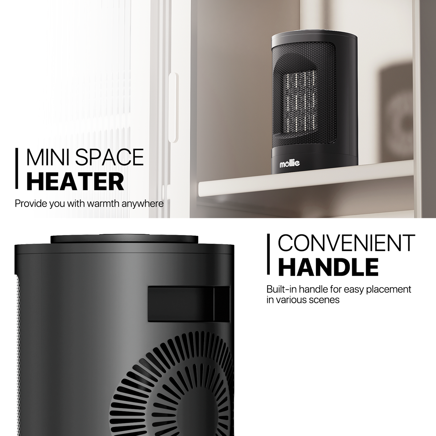 1500W Electric 3 Modes Cylindrical PTC 160 sq.ft Space Heater