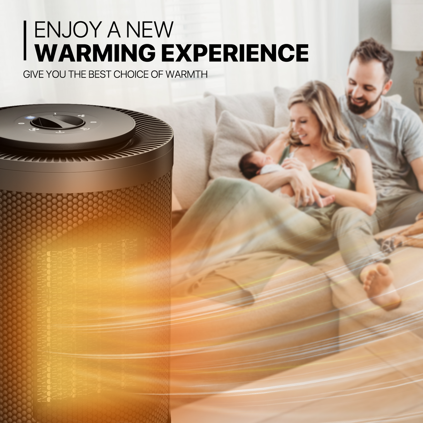 1500W Electric 3 Modes Cylindrical PTC 160 sq.ft Space Heater