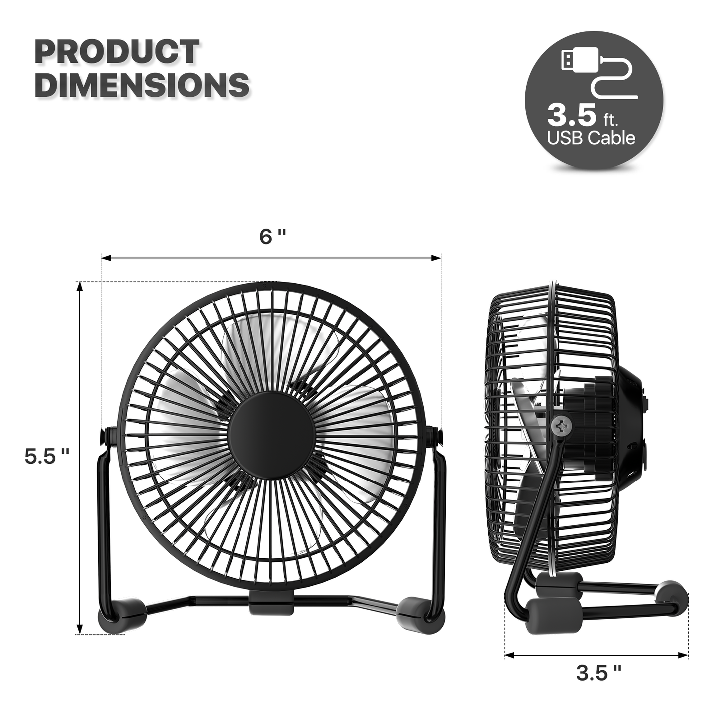 4" USB Portable Tabletop Fan - Adjustable Tilt