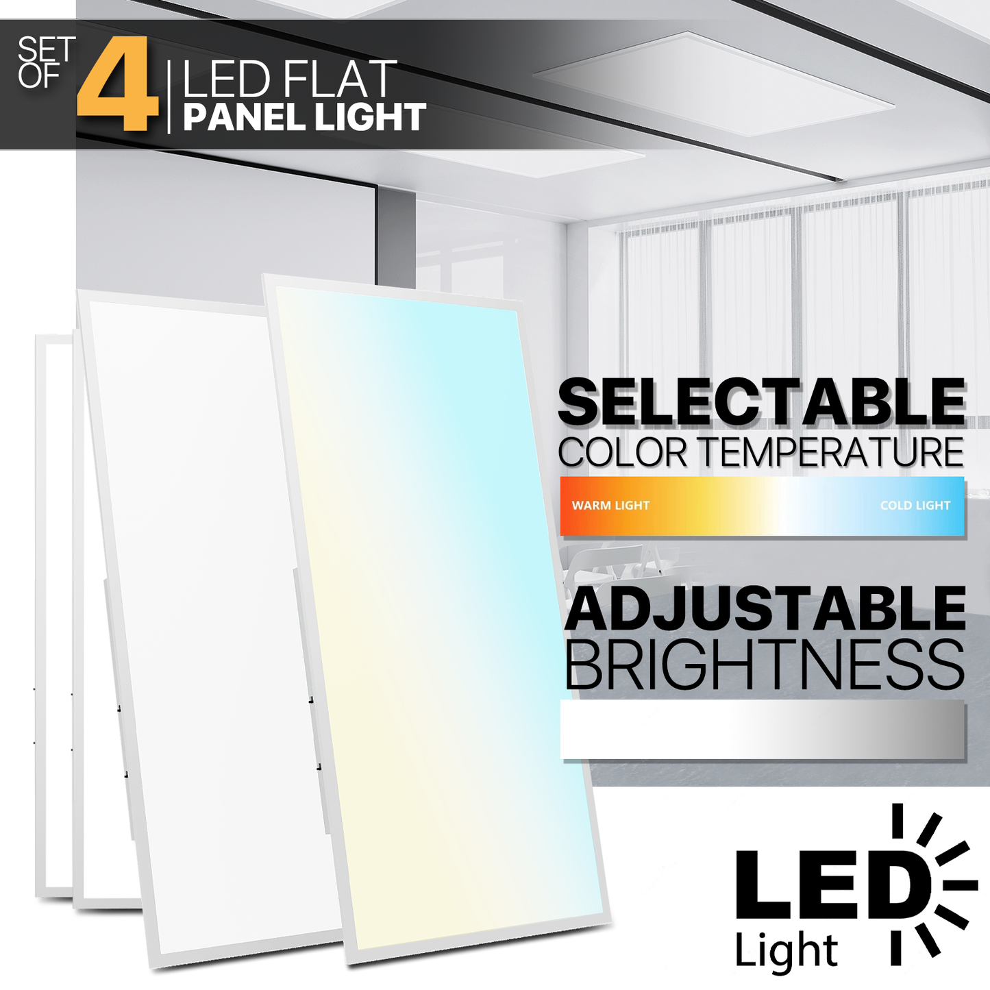 2x4 FT LED Flat Panel Light, 2 / 4 /6 Pack