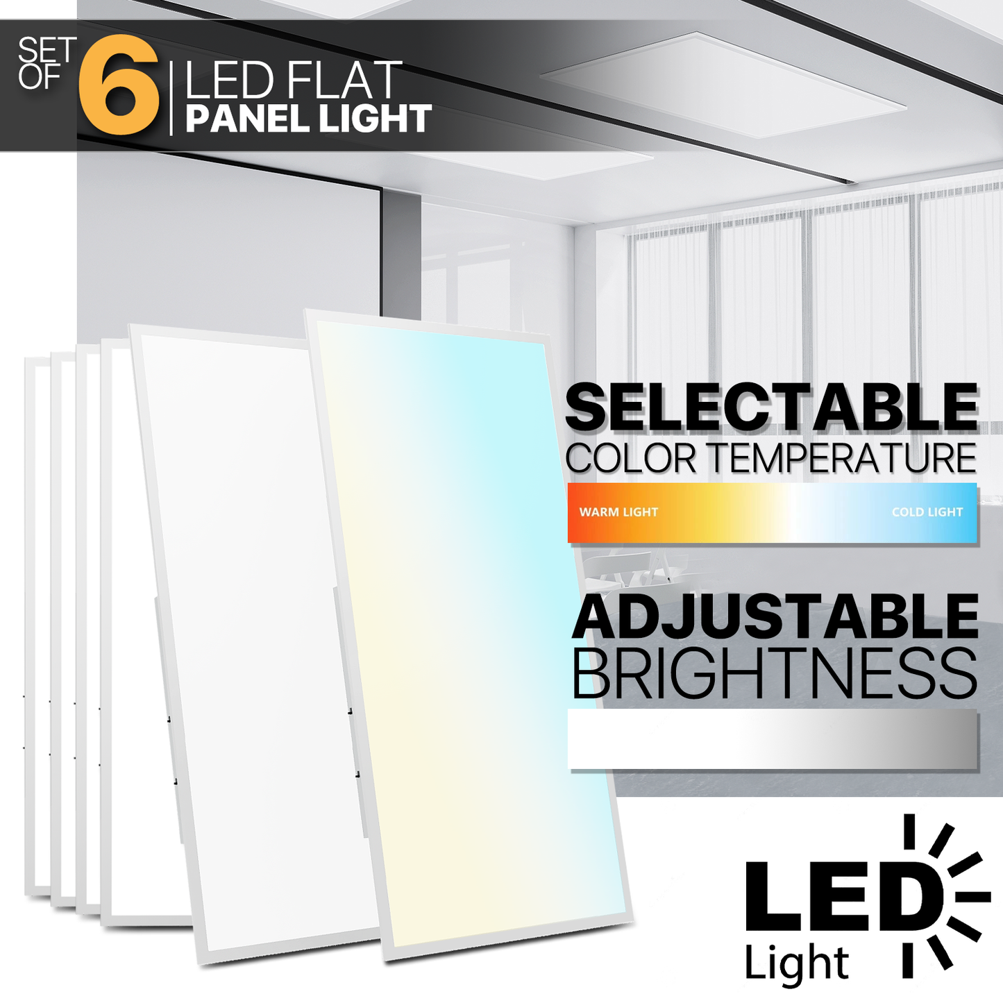 2x4 FT LED Flat Panel Light, 2 / 4 /6 Pack