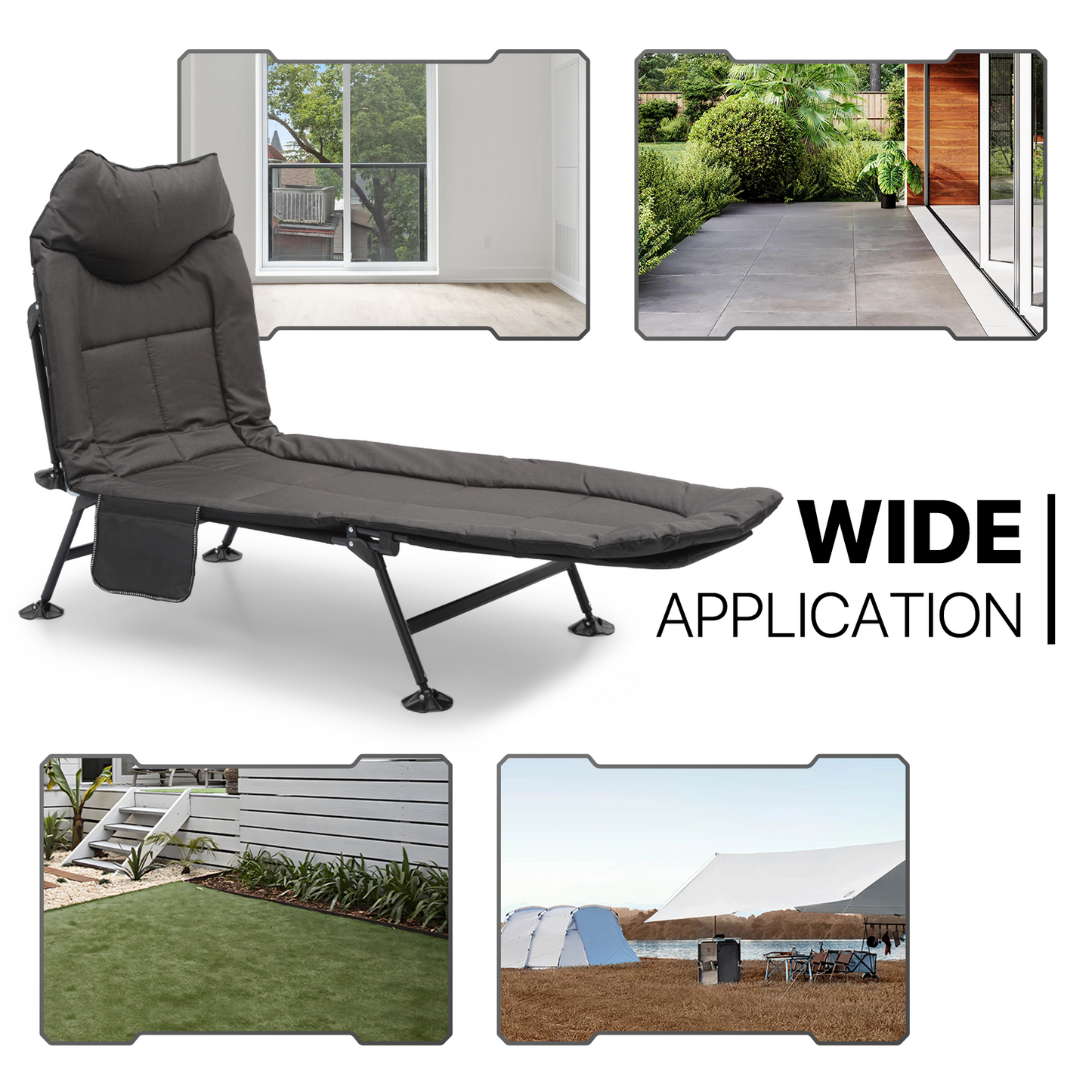 Folding Camping Cot 80"x26"x15" - Padded Hiking Bed