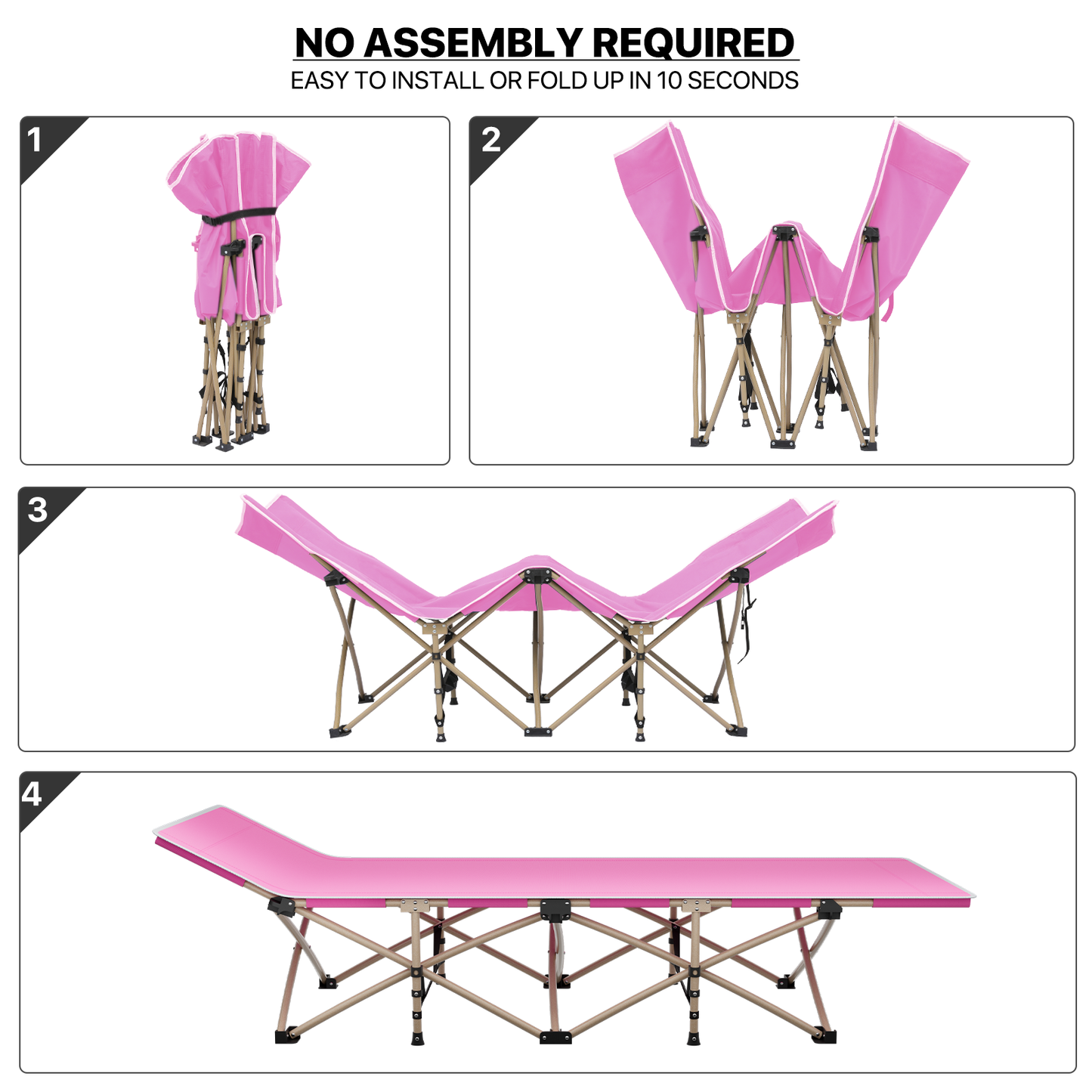 Oxford Foldable Military Cot Porable Reclinable Camping Bed - Aluminum Frame