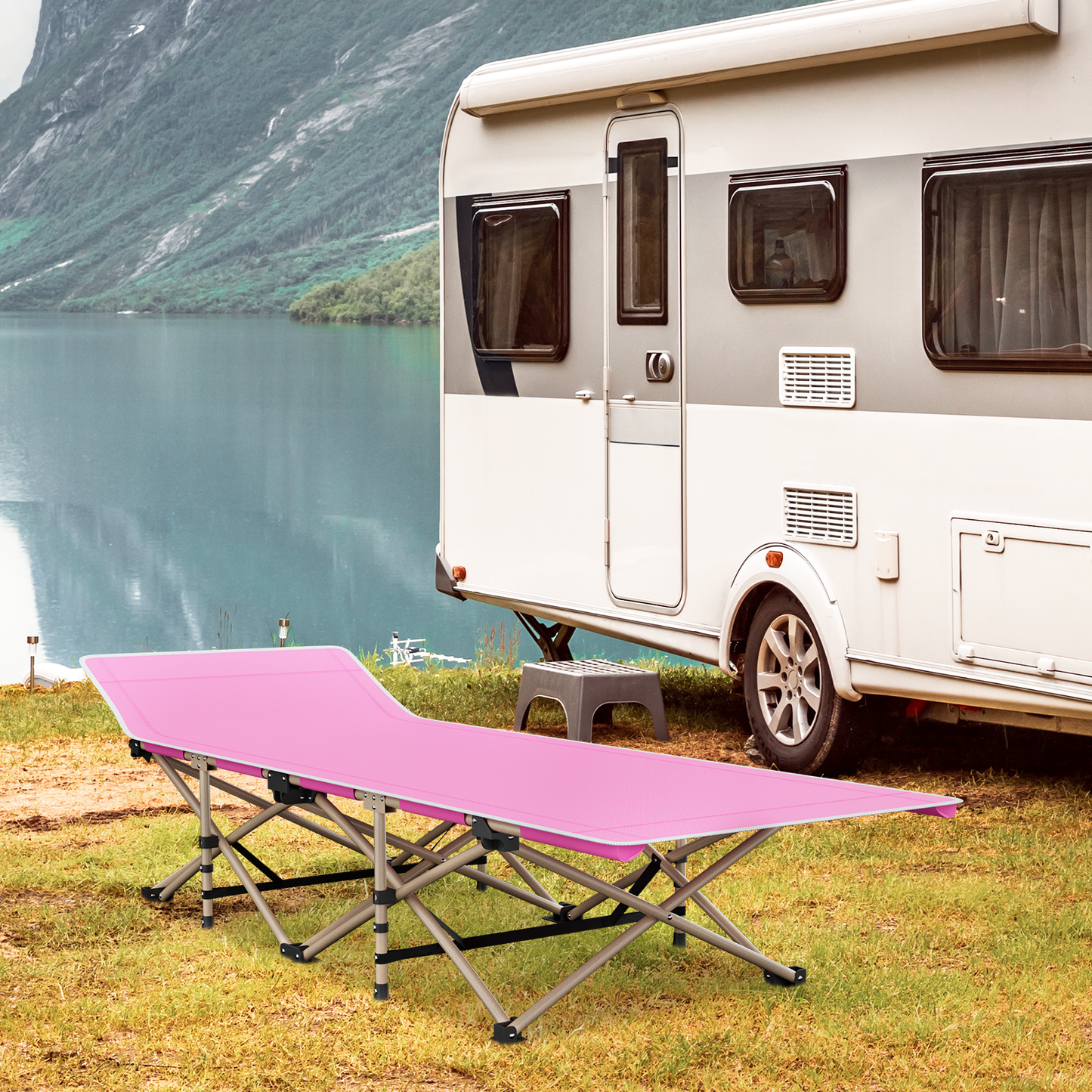 Oxford Foldable Military Cot Porable Reclinable Camping Bed - Aluminum Frame