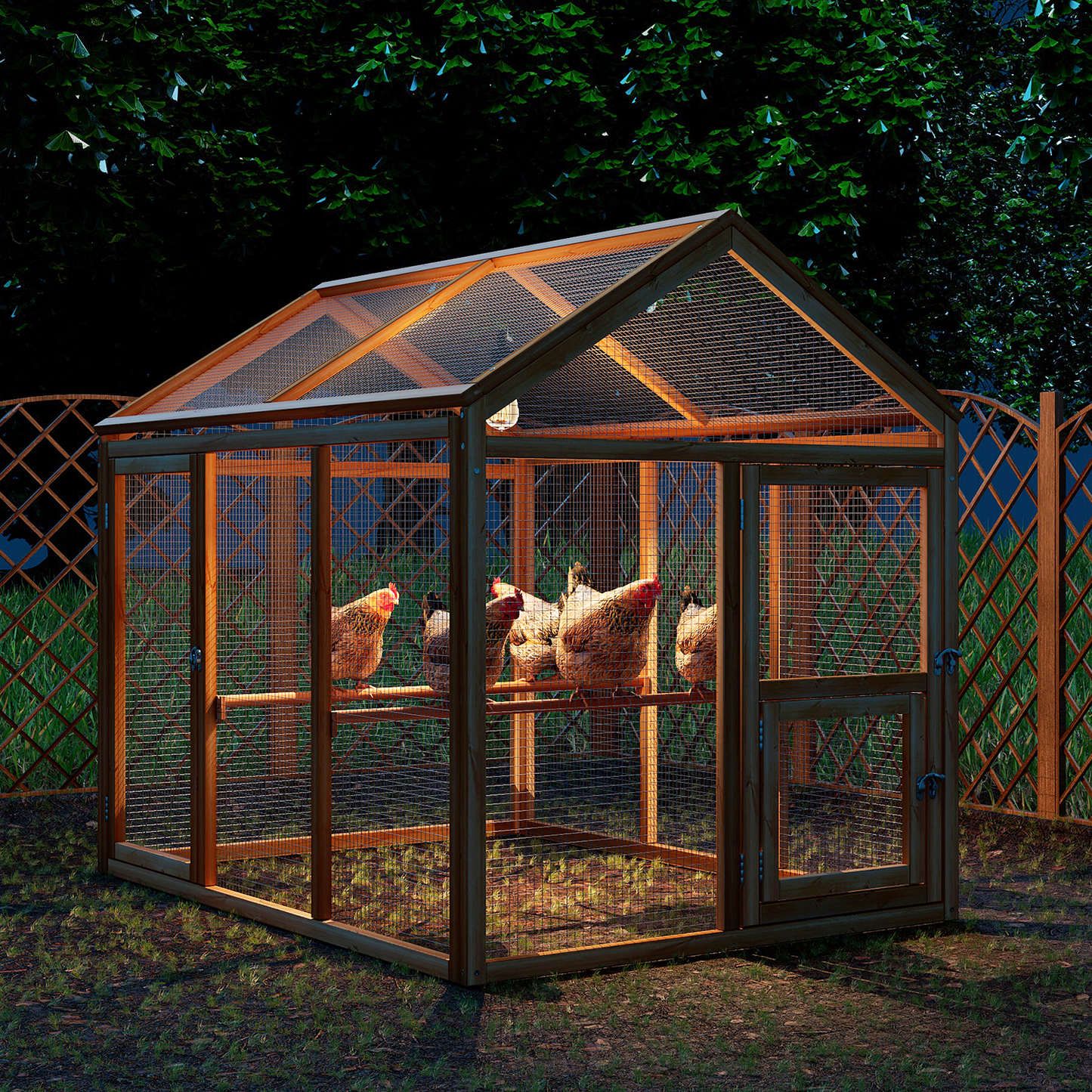 Chicken Coops Wooden Rabbit Hutch Hen House Spire Shaped Pet Cage w/Secure Lock